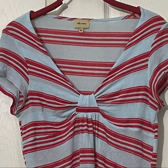 Ella Moss vintage sold by Anthropologie Cap Sleeve Tee with V-neck & knot, M - Picture 10 of 15